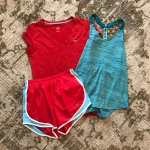 Nike tank, shirt, and athletic shorts bundle